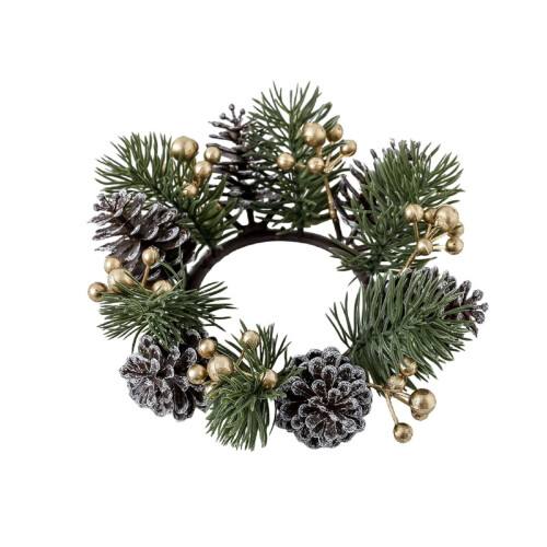 Christmas Candle Garland with Red Berry Holders