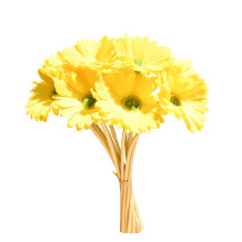 Mandys gule kunstige gerbera-tusenfryd – 12 stk