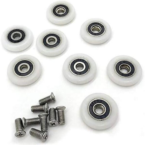 Duschdörrsrullhjul 25 mm diameter, 8-pack