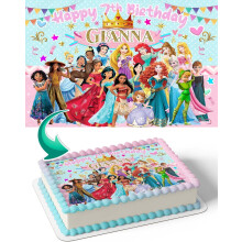 Decoração comestível para bolo em folha de glacê – Encanto Moana Frozen