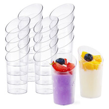 Paquete de 50 Vasos para Postres, Cuencos de Plástico Transparente para Parfait y Aperitivos, Reutilizables para Postres y Bodas