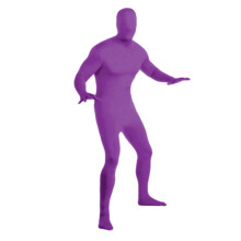 Paarse katoenen stretch bodysuit voor volwassenen, eendelig