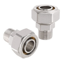 3/4Inch Straight Air Piping Fittings, 3/4 X 1/2Inch Male NPT Threads Adapter Fittings, Brass-Nickel Plated, 2PCS
