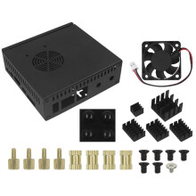 N506 Enclosure Metal Case for Orange Pi 5/5B Support M2 NVMe SSD 2280 with 5pcs Aluminum Heatsinks and Cooling Fan Box