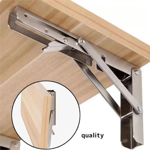 Heavy Duty 2PCS Triangle Folding Angle Shelf Bracket Stainless Steel Shelf Bracket for Table Work Bench Wall Mounted 2