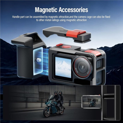 Protective Cage with Handle Grip Kit for  Action 5 Pro/4/3 Aluminum Protective Frame Quick Release with Cold Shoe 2