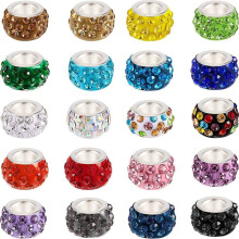 120pcs Large Hole Beads Rhinestone Beads for Pens Making 12mm Crystal Charm for Pens Jewelry Making DIY Crafts Bracelet