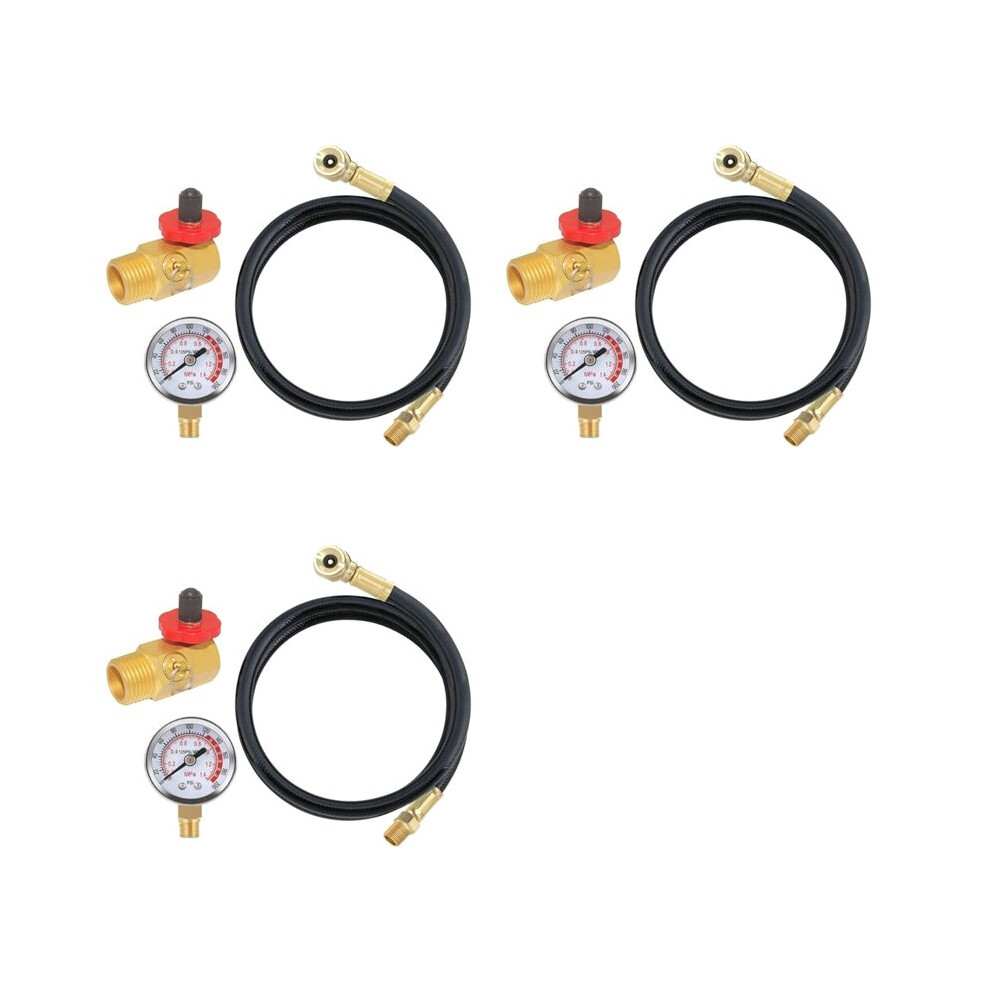 3X Air Tank Repair Kit W/Safety Valve, Pressure Gauge And 4 Feet Air Tank Hose Assembly Kit For Portable Carry Tank 6032164817129