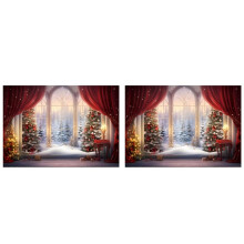 2pcs 210x150cm Christmas Background Cloth Christmas Window Children Photo Studio Photo Photography Backdrops,F