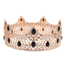 King Crown for Men, Birthday Crowns for Men Boys Vintage Royal Crown with Black Rhinestone,