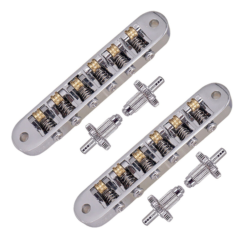 2X Silver Tune-O-Matic Electric Roller Saddle Bridge Lp Electric Guitar Bridge Made In Korea 6031094960905