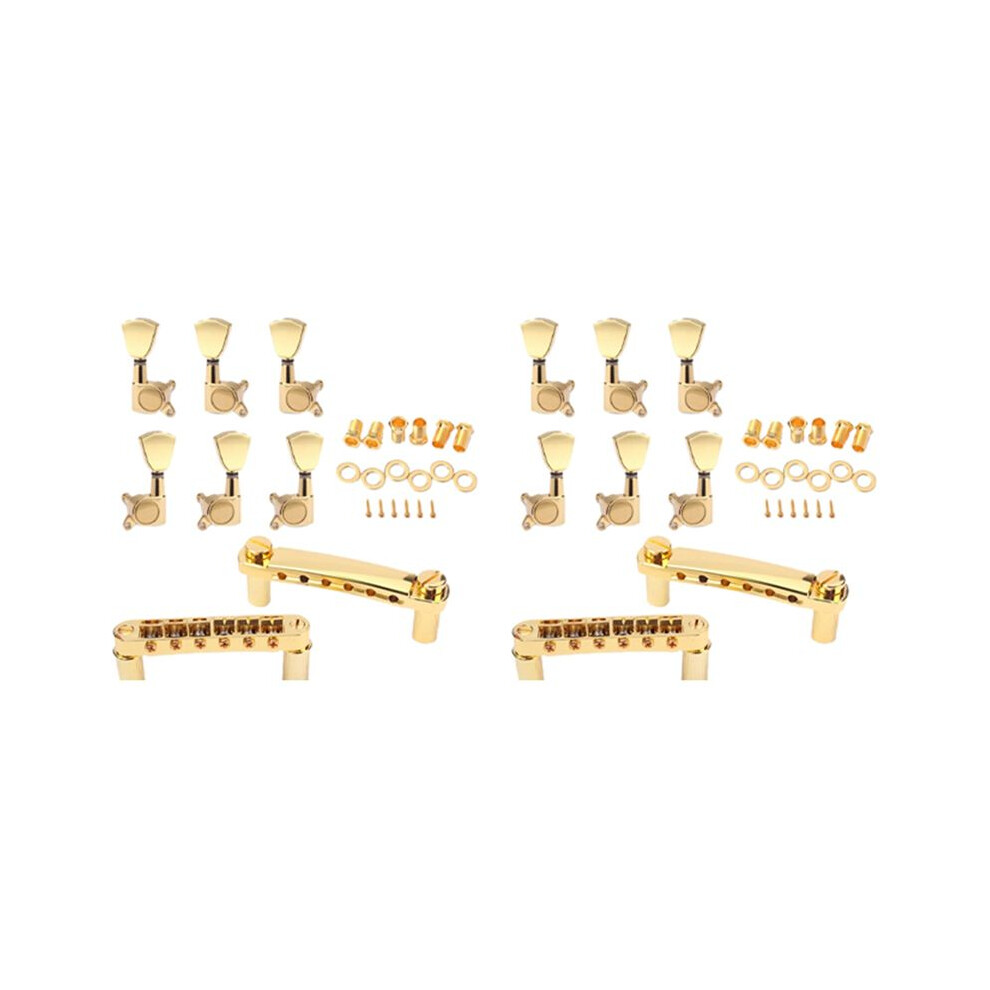 2 Set Gold String Saddle Tune-O-Matic Bridge&Tailpiece For Gb Lp Style Electric Guitar 4713047813187
