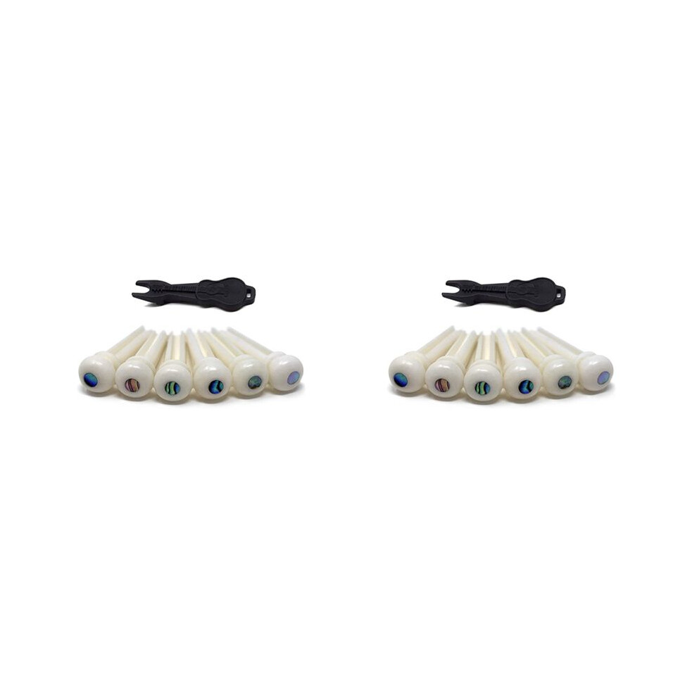 2X Guitar Cattle Bone Material Acoustic Guitar Bridge Pins With Pearl Shell Dot For Acoustic Folk Guitar Accessories 4711489676643