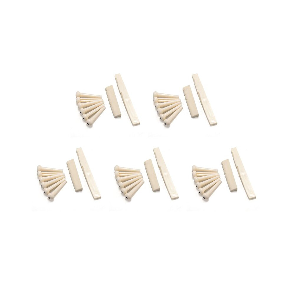 30 Bridge Pins + Saddle + Bridge Saddle Bone / Bone Acoustic Guitar White 6034161389739