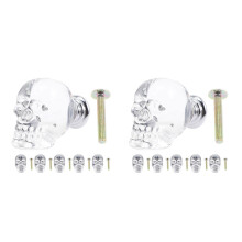 12Sets Transparent Skull Cabinet Drawer Pulls Metal Glass Furniture