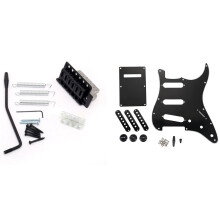 Guitar Tremolo Bridge System Set for  Squier with Set of 3 Ply 11 Hole Sss Guitar Back Plate Pickup Covers Knobs