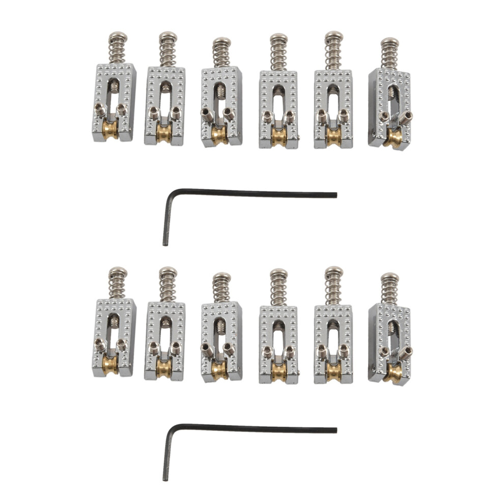 12 Roller Bridge Tremolo Saddles With Wrench For Strat Tele Electric Guitar Chrome Color 6033017027856