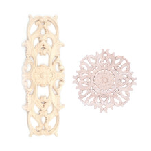 2 Pcs Rubber Wood Carved Applique Retro Furniture Crafts Decor, 22.5 X 8cm & 15cm Type A