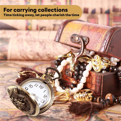 Large bronze embossed Chinese style nostalgic retro  dragon pocket watch 2