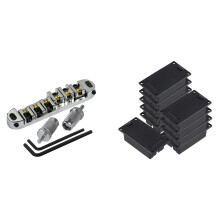 5 Pcs Chrome Metal Plated Roller Saddle Tune-O-Matic Bridge & 10 Pcs Guitar Bass 9V Battery Holder