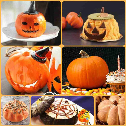 Molde de Mousse em Formato de Abóbora de 7 Polegadas, Forma de Bolo 3D, Forma de Silicone para Assar Bolos, Brownies, Forma de Bolo de Halloween 1