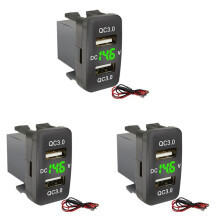 3X Car Dual USB3.0 Schnellladung mit Display Voltmeter Schwarz und GrüN Voltage Car Charger für