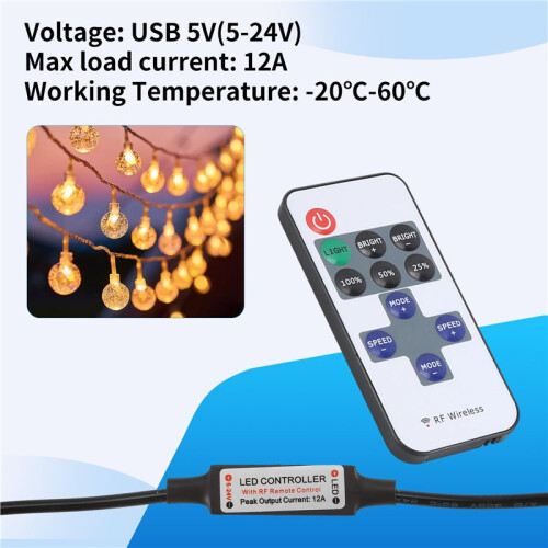 11 Teclas LED Strip Controller  Dimmer RF Remote 5V USB Interface Controller para 5050/2835 Single Color LED Strip 2