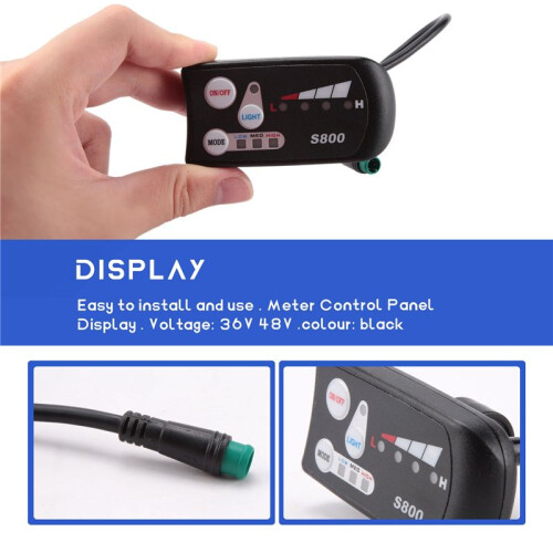 Electric Bicycle 36V48V S800 LED LCD Meter Control Panel Display for Ebike Controller 5 Pin Waterproof Plug Connector 2