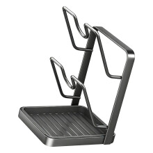 Compact Dish Drying Stand Modern Pot Lid-Dark Gray 2-tier