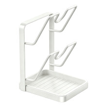 Compact Dish Rack For Pots Lids And Cutting Boards-White 2-tier