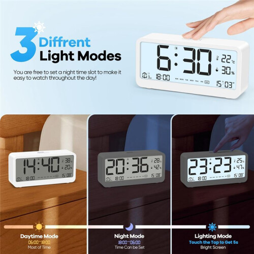 Digital Alarm Clock with Large LCD Display,Loud Ringtone for Efficient Wake ,Multifunction with Temperature 1