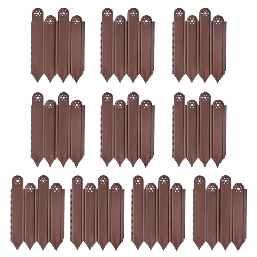 10PCS Heavy Duty Plastic Lawn Edging Borders Strips-brown