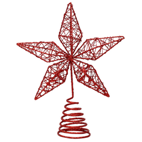Red sequin star tree topper decoration