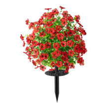 Plante Ă fleurs artificielles avec piquet, pour jardin,-Rouge