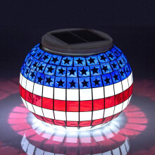 Boule lumineuse solaire en mosaĂŻque de verre, RGB et blanc, IP65