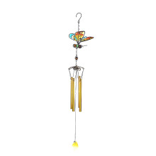 Carillon éolien papillon 3D en métal avec accents de verre