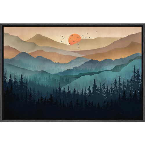 Aurinkoinen vuoriluonto canvas-seinätaide