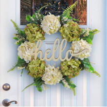 Couronne d'hortensias artificiels pour porte d'entrée ou fenêtre