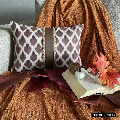 Capa de almofada lombar em jacquard marrom, 30 cm x 56 cm