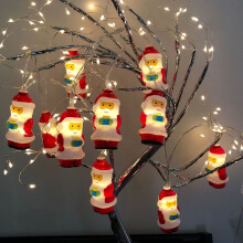 Luzes de Natal de LED com flocos de neve, bonecos de neve e Papai Noel.