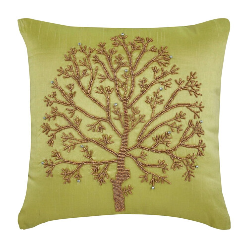 Capa de almofada Árvore da Vida em seda artificial, 35,5 x 35,5 cm