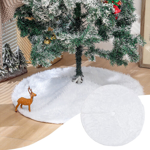 Witte pluche kerstboomrok 78x78 cm