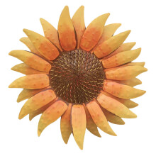 Metalen sculptuur met zonnebloemmotief, oranje