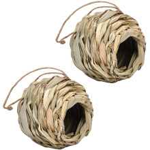Casa nido para colibríes – Casa para pájaros de ratán tejido y paja,