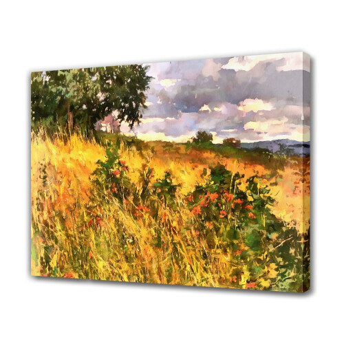 Canvasposter met gouden weide als decoratie