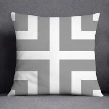 Cotton Linen Pillow Case Gray with White Floral Pattern