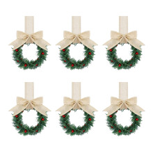 Couronnes de Noël miniatures en 6 pièces avec baies et nœuds