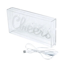 Letreiro de néon "Cheers", LED branco quente, 30x15cm
