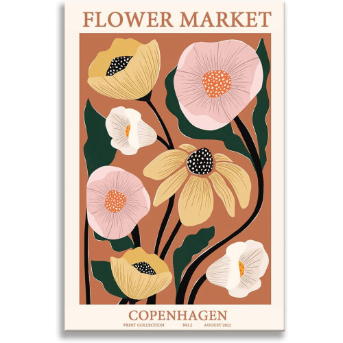 Affiche murale florale et botanique – Marché aux fleurs vintage