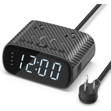 Station de charge avec réveil et double alarme, 2 prises secteur et 4 ports USB.